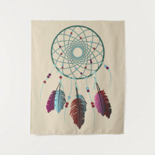 Trendy Bohemisch Aquamarin & Lila Dream Catcher Wandteppich