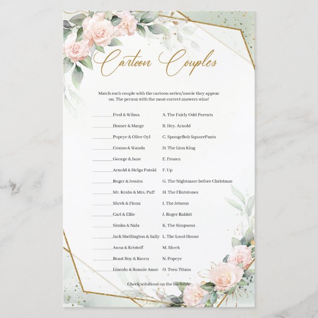 Trendy boho blush and green Cartoon Paare (Vorderseite)