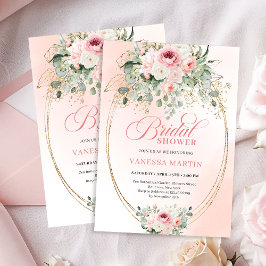 Trendy Boho Blush Roses Bridal Shower Invitation Einladung