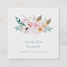 Trendy Boho Bouquet | Social Media Icons Quadratische Visitenkarte