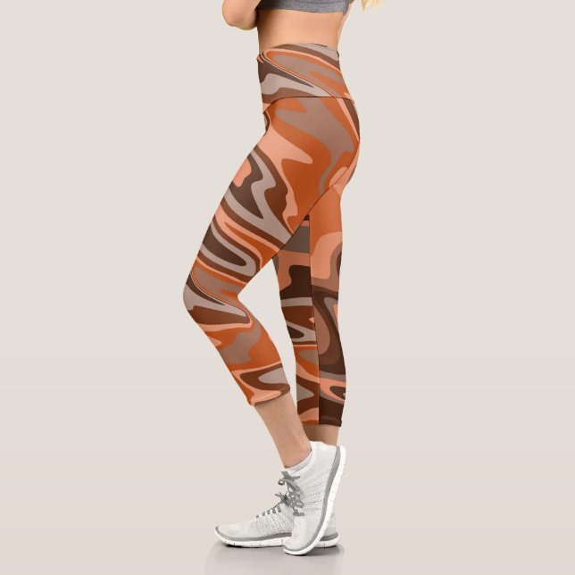 Trendy boho braun, Abstrakt Capri Leggings (Links)