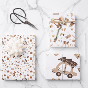 Trendy Boho Brown Christmas Geschenkpapier Set