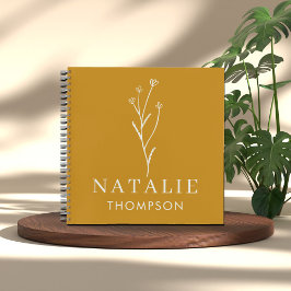 Trendy Boho Chic Minimalistisch Custom Mustard Yel Notizbuch