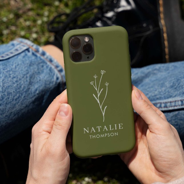 Trendy Boho Chic Minimalistisch Olive Green indivi Case-Mate iPhone Hülle (Von Creator hochgeladen)
