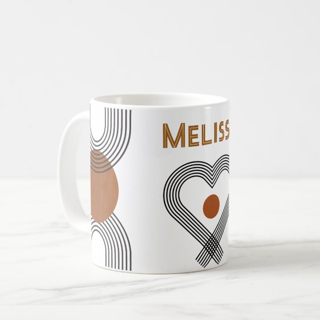 trendy boho chic Stil bunt geometrisch Muster Kaffeetasse (Vorderseite Links)