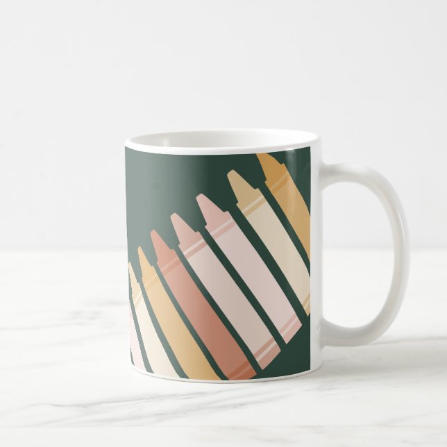 Trendy Boho Colors Crayon Teachname Kaffeetasse (Rechts)