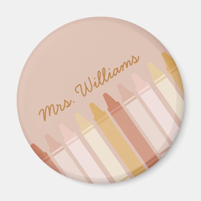 Trendy Boho Colors Crayon Teachname Magnet (Vorne)