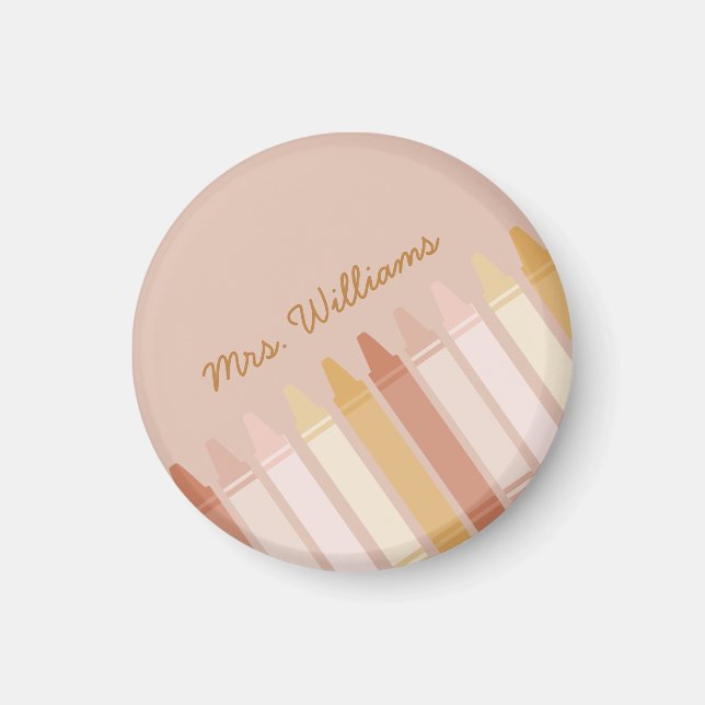Trendy Boho Colors Crayon Teachname Magnet (Vorne)