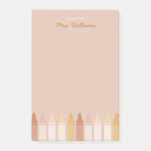 Trendy Boho Colors Crayon Teachname Post-it Klebezettel