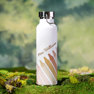 Trendy Boho Colors Crayon Teachname Trinkflasche