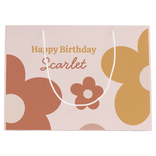 Trendy Boho Daisies Große Geschenktüte (Vorderseite)