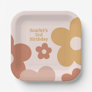 Trendy Boho Daisies Pappteller