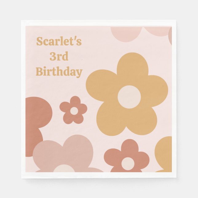 Trendy Boho Daisies Serviette (Vorderseite)