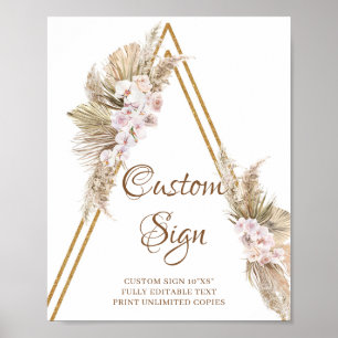 Trendy Boho Driving Palm Pampas Grass Custom Sign Poster