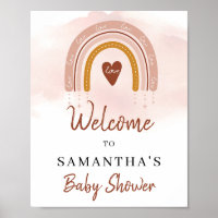 Trendy Boho Dusty Pink Rust Rainbow Willkommen