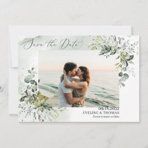 Trendy boho grüne Blätter Eukalyptus-Blätter Save The Date