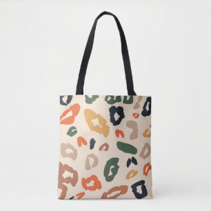 Trendy Boho Leopard Print Tote Bag - Earthy Tones