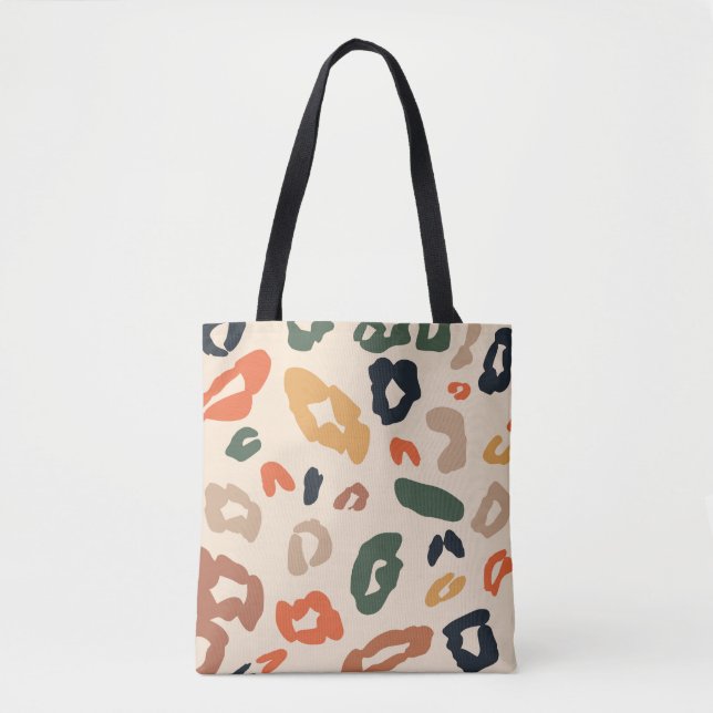 Trendy Boho Leopard Print Tote Bag - Earthy Tones (Vorderseite)