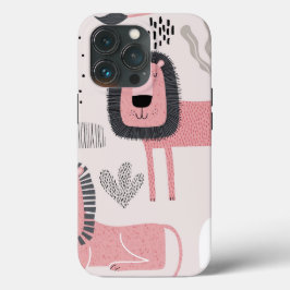 Trendy Boho Pink Lion Modern Tough Case