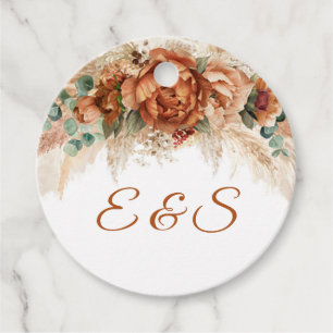 Trendy boho tropische Terrakotta Floralinitis Geschenkanhänger