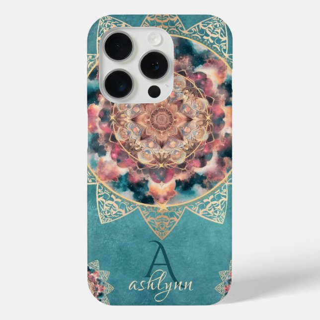 Trendy Boho Wasserfarbnebel Gold Blume Mandala Case-Mate iPhone Hülle (Rückseite)
