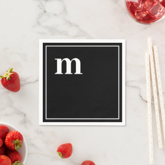 Trendy Bold Lower Case Monogram Black und White Serviette