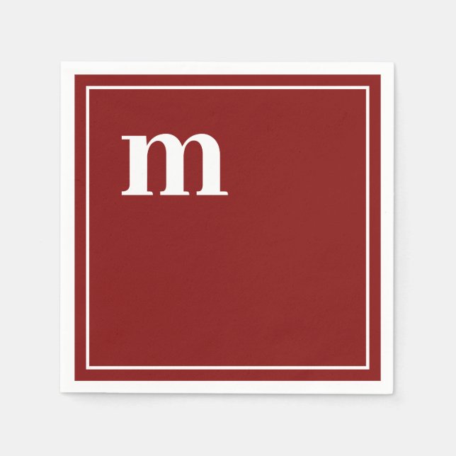 Trendy Bold Lower Case Monogram Garnet Red Serviette (Vorderseite)