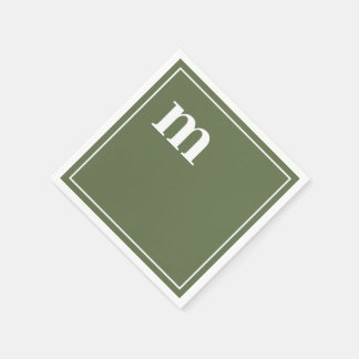 Trendy Bold Lower Case Monogram Olive Green Serviette