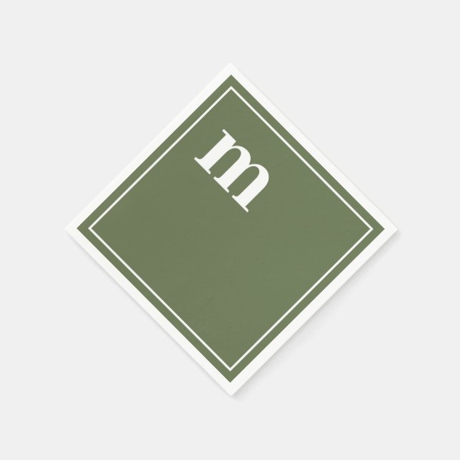 Trendy Bold Lower Case Monogram Olive Green Serviette (Ecke)