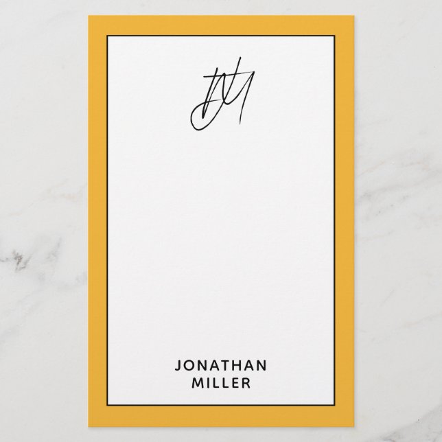 Trendy Bold Mustard Yellow Monogram Briefpapier (Vorderseite)
