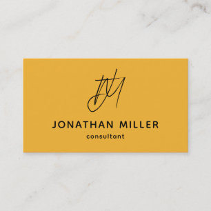Trendy Bold Mustard Yellow Monogram Visitenkarte