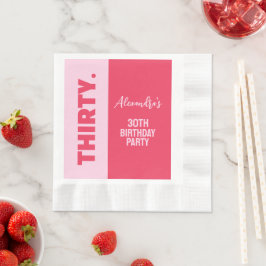 Trendy Bold Pink und Red Girly 30. Geburtstag Serviette