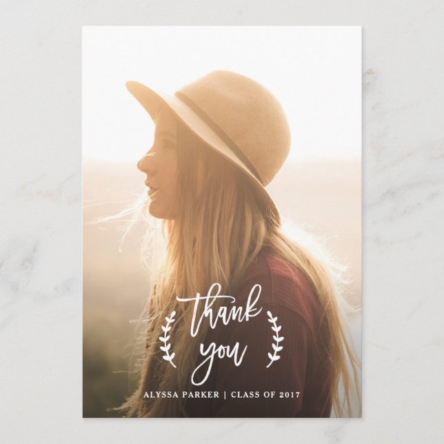 Trendy Botanical | Abschluss Foto Vielen Dank Dankeskarte (Vorderseite)