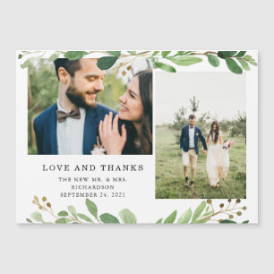 Trendy Botanical Blätter Foto Wedding Vielen Dan Magnetkarte