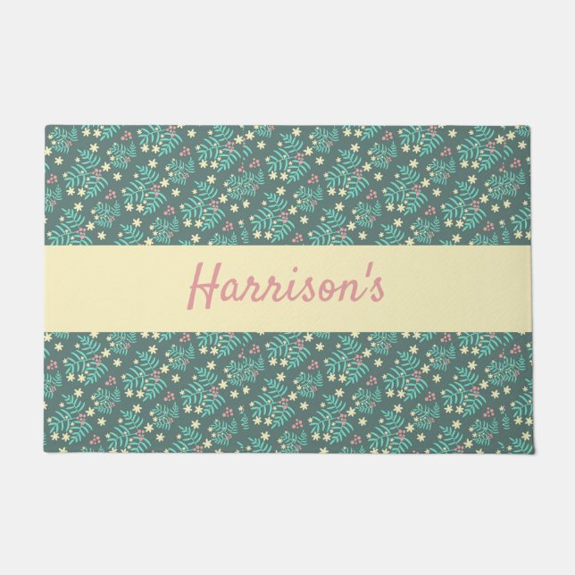 Trendy Botanical Mit Monogramm Doormat Fußmatte (Vorderseite)