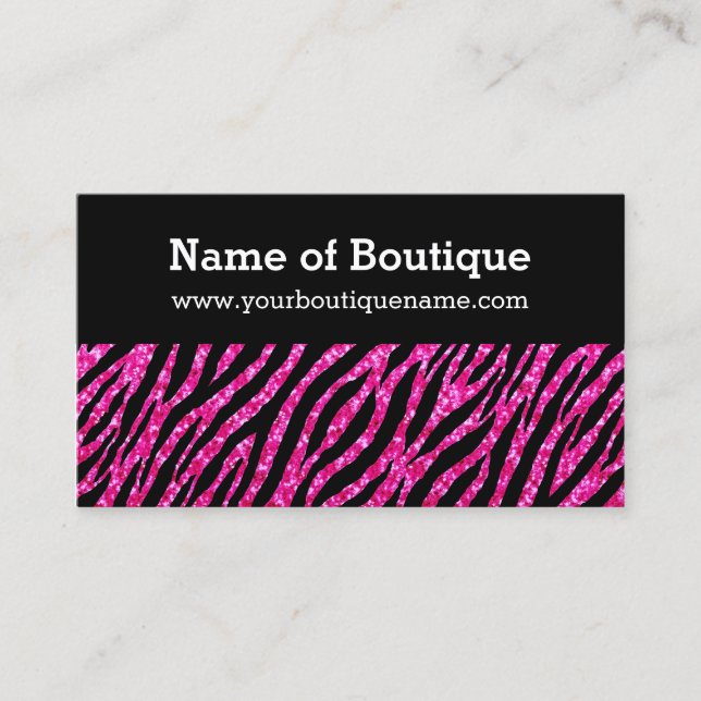 Trendy Boutique Pink und Black Zebra IMITATS Glitz Visitenkarte (Vorderseite)