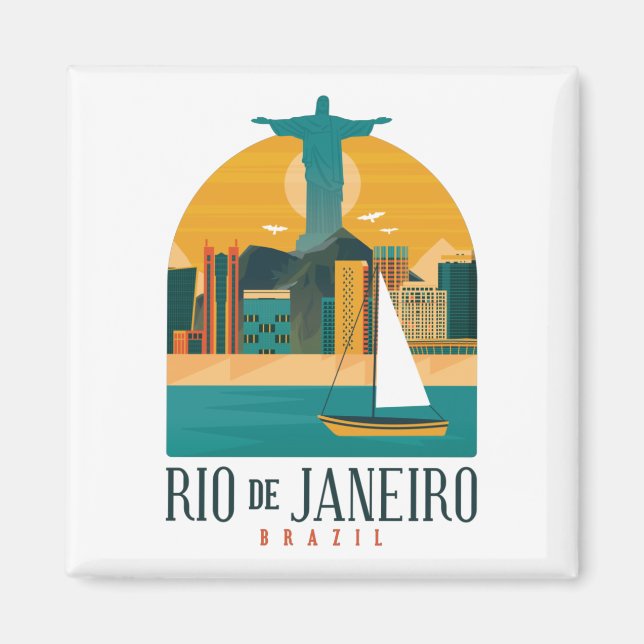 Trendy Brazil City Rio de Janeiro Vintag Magnet (Vorne)