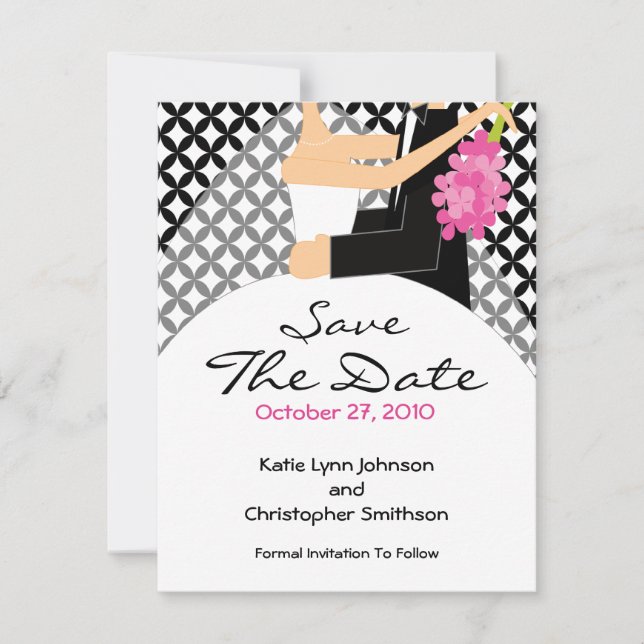 Trendy Bride & Groom Save the Date Einladung (Vorderseite)