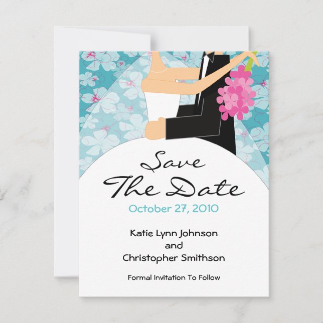 Trendy Bride & Groom Save the Date Einladung (Vorderseite)