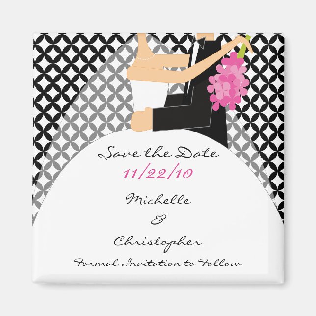 Trendy Bride & Groom speichern das Date Magnet (Vorne)