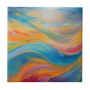 Trendy Bright Abstrakt Blue Gelb Pattern Fliese