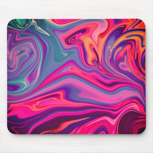 Trendy Bright Blue Pink Green Abstrakt Pattern Mousepad (Vorne)