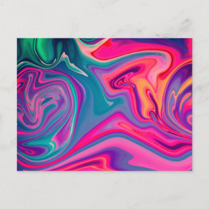 Trendy Bright Blue Pink Green Abstrakt Pattern Postkarte