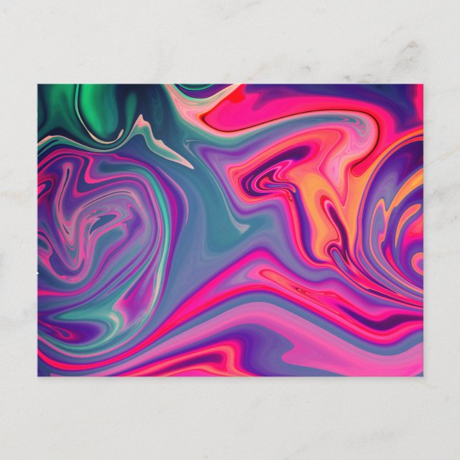 Trendy Bright Blue Pink Green Abstrakt Pattern Postkarte (Vorderseite)