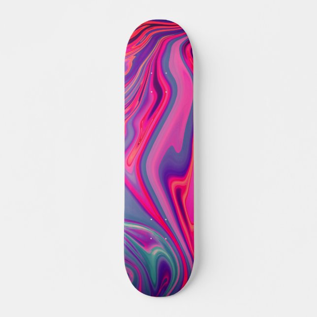 Trendy Bright Blue Pink Green Abstrakt Pattern Skateboard (Vorne)