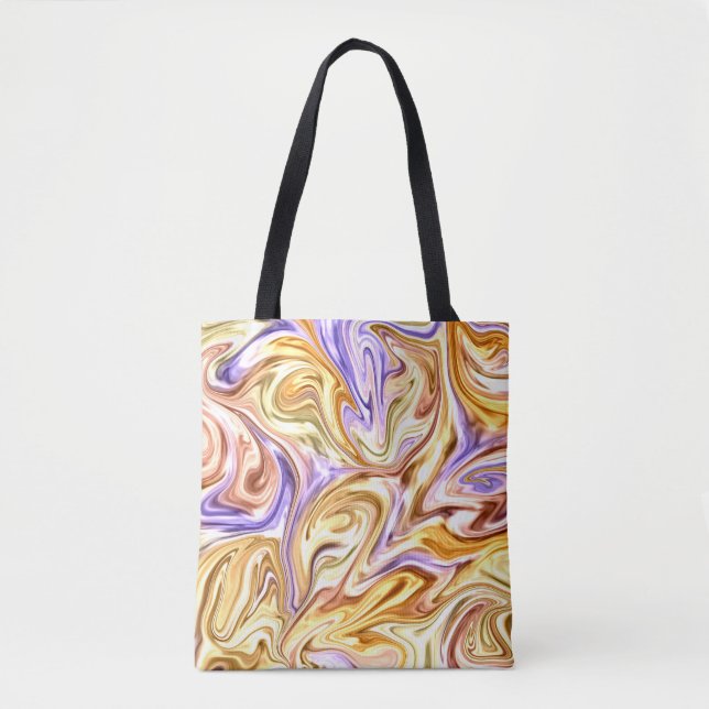 Trendy Bright Gold Lila Waves Abstraktes Muster (Vorderseite)