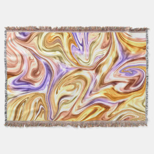 Trendy Bright Gold Lila Waves Abstraktes Muster Decke