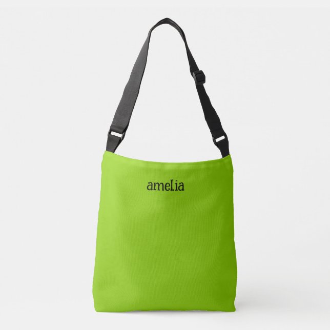 Trendy Bright Green Personalisiert Tragetaschen Mit Langen Trägern (Vorderseite)
