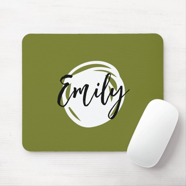 Trendy Bright Monogram farbenfrohe Grünschrift Mousepad (Mit Mouse)