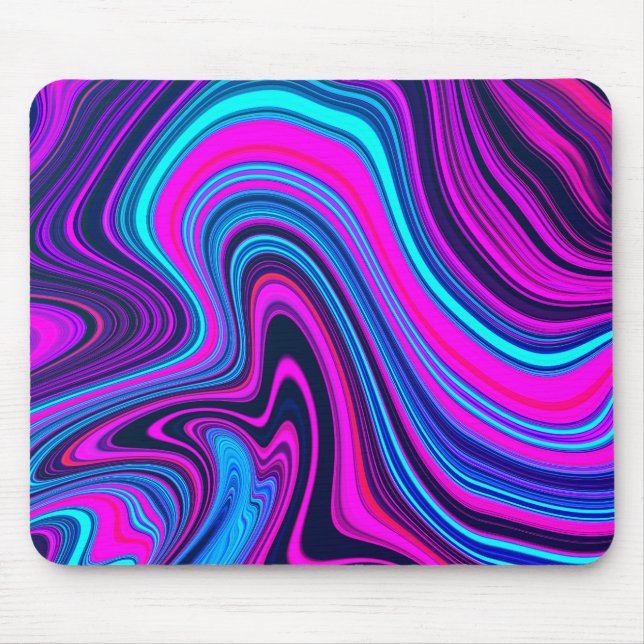 Trendy Bright Neon Lila Pink Abstraktes Muster Mousepad (Vorne)